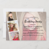 フォトスモダントリップコラージュ誕生日パーティー 招待状 (正面)