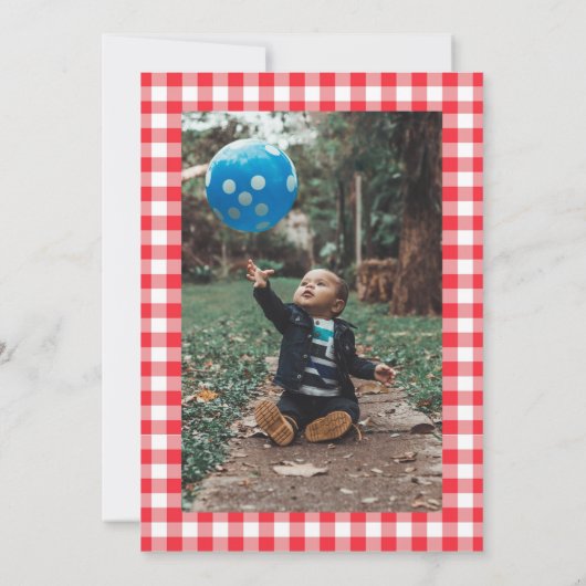 フォトスライスモダンベビーピザファースト誕生日 招待状 (裏面)