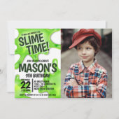 フォトスライムパーティー誕生日 招待状 (正面)