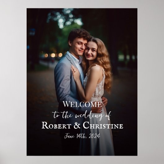 フォトス結婚クリプト付きウェルカムサインエレガント ポスター (正面)