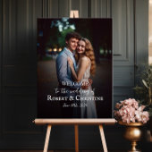 フォトス結婚クリプト付きウェルカムサインエレガント ポスター