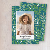 フォトス縁どクリプト付きボタニカルメリークリスマス シーズンカード