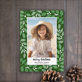 フォトス縁どクリプト付きボタニカルメリークリスマス シーズンカード