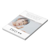 フォトセカンドバースデーパーティーハート招待状 ノートパッド (回転)