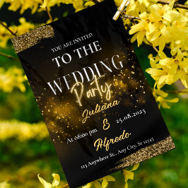 フォトセントリックブラック金ゴールドエレガモダンントウェディング 招待状
