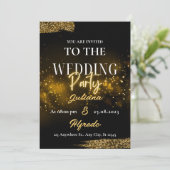 フォトセントリックブラック金ゴールドエレガモダンントウェディング 招待状 (スタンド正面)