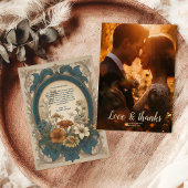 フォトセージグリーンアールヌーボーアルフォンスミュシャウェディン サンキューカード