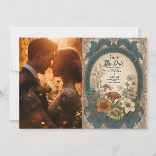 フォトセージグリーンアールヌーボーアルフォンスミュシャウェディン セーブザデート (正面)