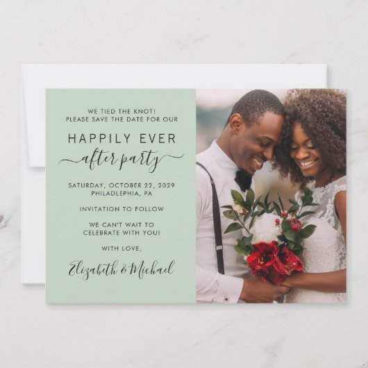 フォトセージ結婚式のレセプションの後に幸せに セーブザデート (正面)