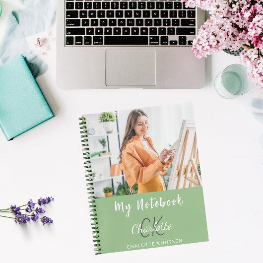 フォトセージ緑のモノグラム名 ノートブック