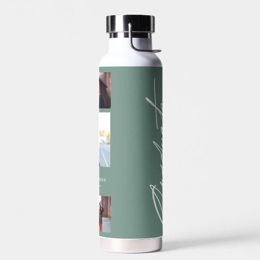 フォトセージ緑の卒業スクリプモダントエレガント ウォーターボトル (左面)