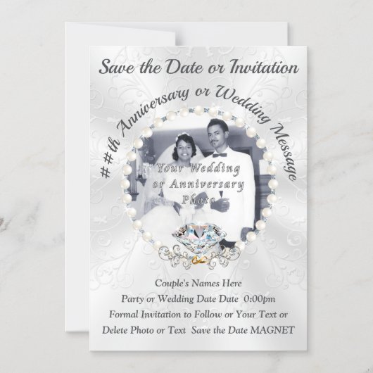 フォトセーブザデートマグネット結婚または記念日 マグネット招待状 (正面)