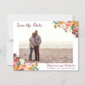 フォトセーブザデートマグネット、秋フラワーズ結婚 マグネット招待状 (正面)