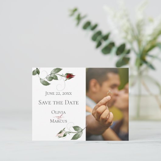 フォトセーブ・ザ・デイト赤面ロゼとカベルネフローラ ポストカード (スタンド正面)