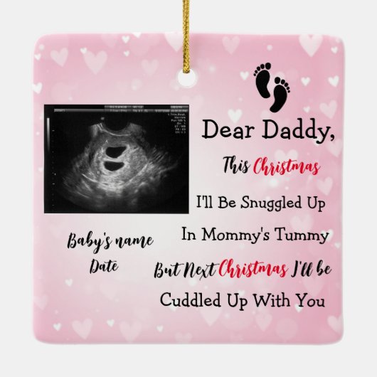 フォトソノグラム妊娠超音波告知 セラミックオーナメント (裏面)