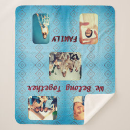 フォトソフトブルーレトロダイヤモンドパターン シェルパブランケット