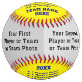 フォトソフトボール2個、ソフトボールチーム、コーチギフト ソフトボール (正面)