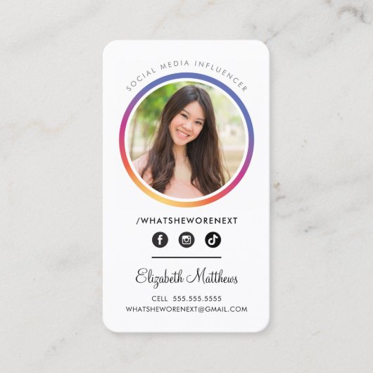フォトソーシャルメディアインスタグラムヘッドショットサークル 名刺 (正面)