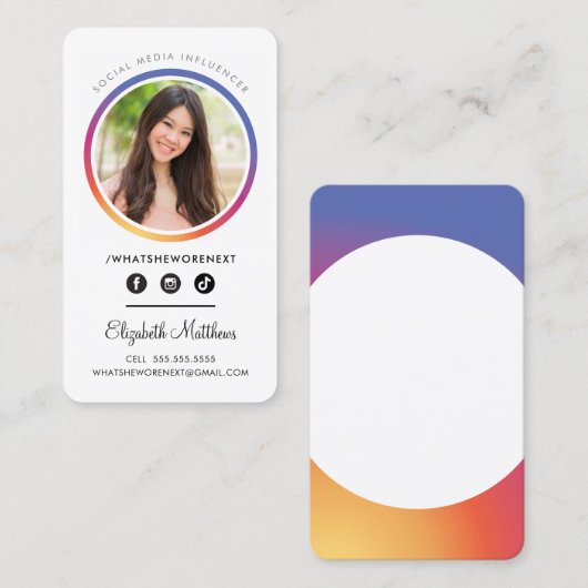 フォトソーシャルメディアインスタグラムヘッドショットサークル 名刺 (正面/裏面)