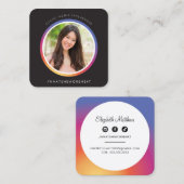 フォトソーシャルメディアインスタグラム画像縁ど円 スクエア名刺 (正面/裏面)