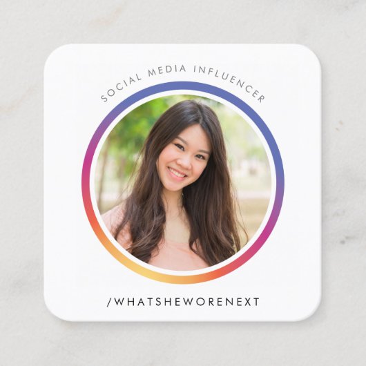 フォトソーシャルメディアインスタグラム画像縁ど円 スクエア名刺 (正面)