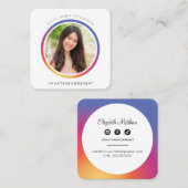 フォトソーシャルメディアインスタグラム画像縁ど円 スクエア名刺 (正面/裏面)