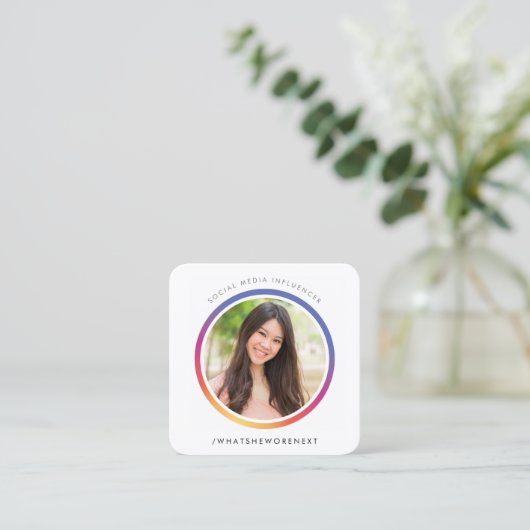 フォトソーシャルメディアインスタグラム画像縁ど円 スクエア名刺 (スタンド正面)