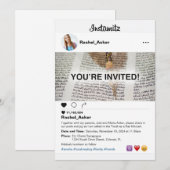 フォトソーシャルメディア バット・ミッツヴァまたはバー・ミッツヴァ 招待状 (正面/裏面)