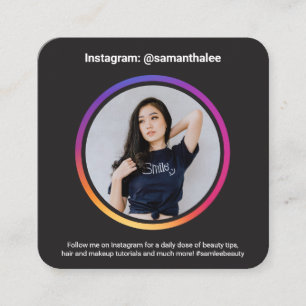 フォトソーシャルメディアInstagramトレンディーグラデーションブラック スクエア名刺