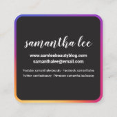 フォトソーシャルメディアInstagramトレンディーグラデーションブラック スクエア名刺 (裏面)