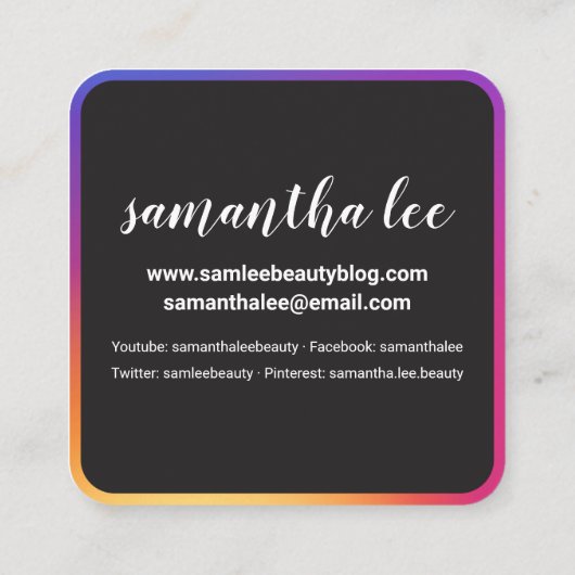 フォトソーシャルメディアInstagramトレンディーグラデーションブラック スクエア名刺
