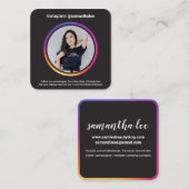 フォトソーシャルメディアInstagramトレンディーグラデーションブラック スクエア名刺 (正面/裏面)