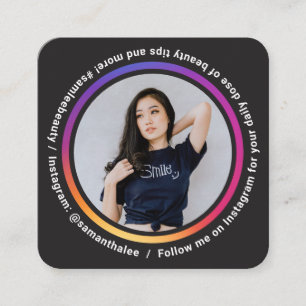 フォトソーシャルメディアInstagramモダンサークルブラック スクエア名刺
