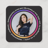 フォトソーシャルメディアInstagramモダンサークルブラック スクエア名刺 (正面)