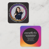 フォトソーシャルメディアInstagramモダンサークルブラック スクエア名刺 (正面/裏面)