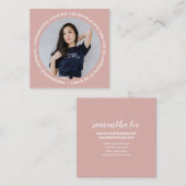 フォトソーシャルメディアInstagramモダン赤面ピンク スクエア名刺 (正面/裏面)