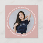 フォトソーシャルメディアInstagramモダン赤面ピンク スクエア名刺 (正面)