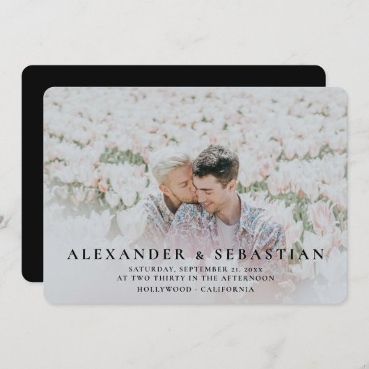 フォトタイポグラフィシンプルゲイ日付を保存結婚する (正面/裏面)