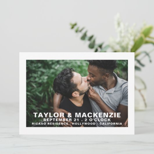 フォトタイポグラフィシンプルゲイ日付を保存結婚する セーブザデート (スタンド正面)