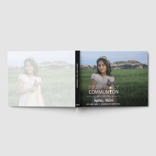 フォトタイポグラフィファーストホーリーコミュニオン – Guest Book ゲストブック (全面)