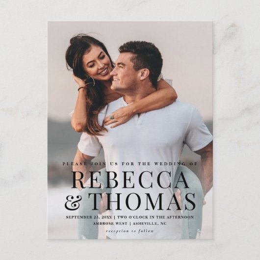 フォトタイモダンプオーバーレイ結婚の種類 インビテーションポストカード (正面)