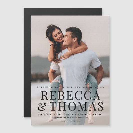 フォトタイモダンプオーバーレイ結婚の種類 マグネット招待状 (正面/裏面)