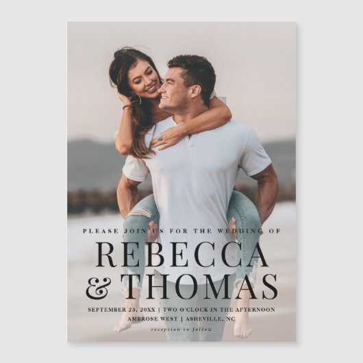 フォトタイモダンプオーバーレイ結婚の種類 マグネット招待状 (正面)