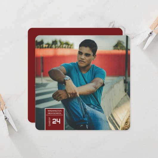 フォトタブ卒業マルーンパーティの招待状カード 招待状 (正面/裏面インサイチュ)