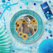 フォトターコイズひまわり黄色の卒業 ペーパープレート (パーティー)