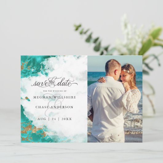 フォトターコイズ水彩Geode BarefootBride™ (スタンド正面)