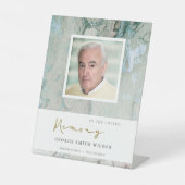 フォトダスキーブルー金ゴールドグレーゲート悔やみや弔慰記念物 台座サイン (正面)