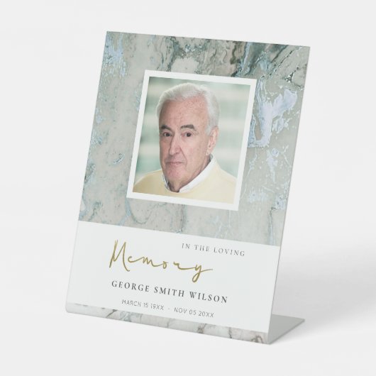 フォトダスキーブルー金ゴールドグレーゲート悔やみや弔慰記念物 台座サイン (正面)