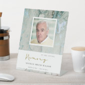 フォトダスキーブルー金ゴールドグレーゲート悔やみや弔慰記念物 台座サイン (インサイチュ)