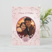 フォトダスティピンクさくらんぼ中国のブロッサム結婚ズ 招待状 (スタンド正面)